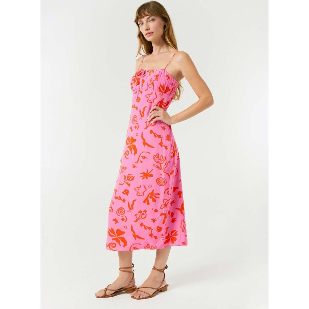 RHODE Vibrant Pink and Orange Patterned Maxi Dress